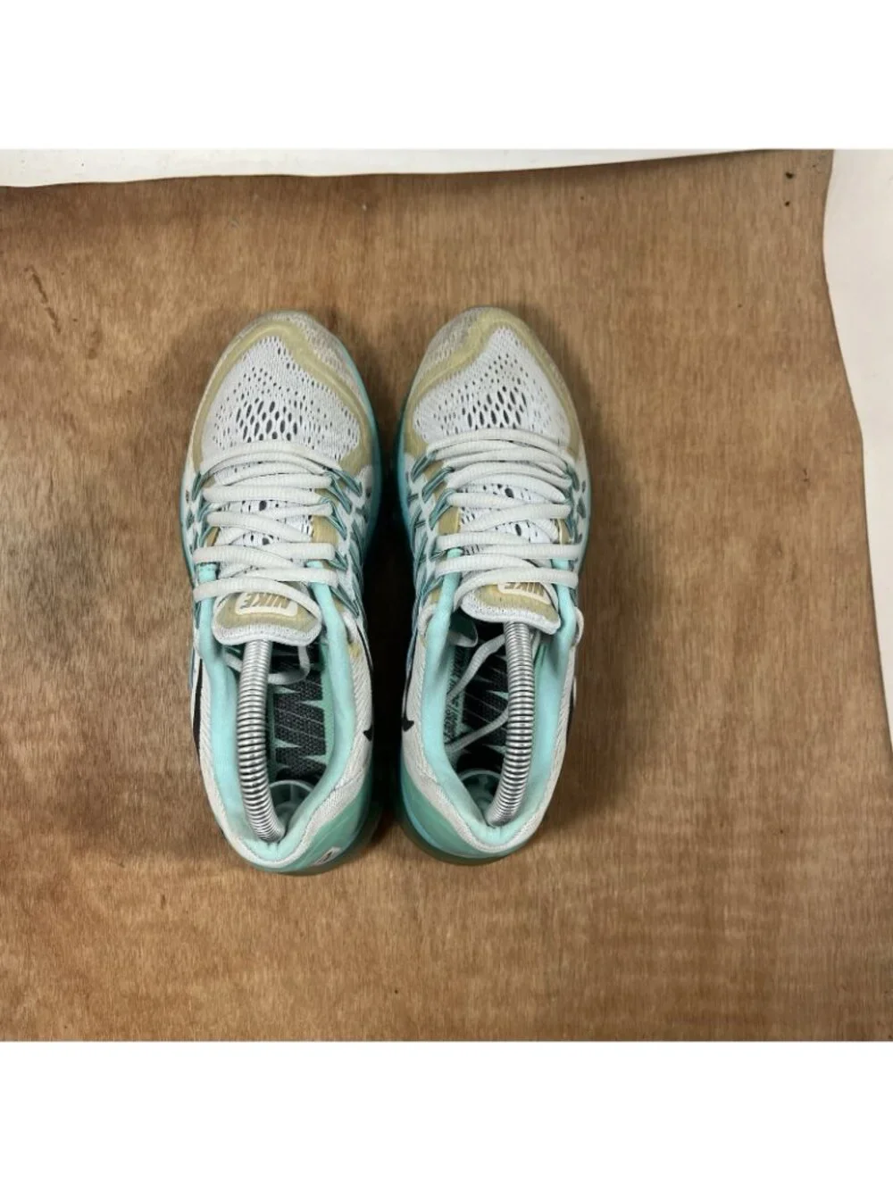 Nike Air Max 2015 Women's Size 6.5 Running Shoes Platinum Green Aqua Athletic